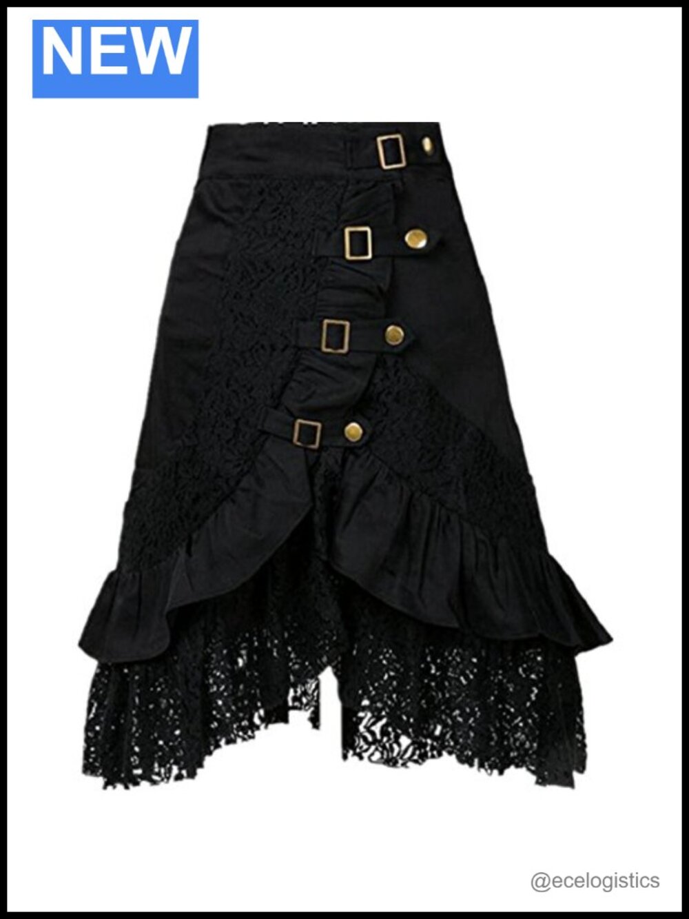 Women's Steampunk Gothic High Low Lace Skirt Vintage Party